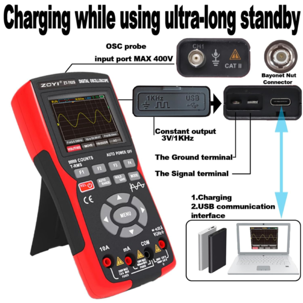 Original ZOYI ZT-702S Oscilloscope Multimeter – 10MHz Bandwidth, 48MSa/s Sampling Rate, Auto Calibration