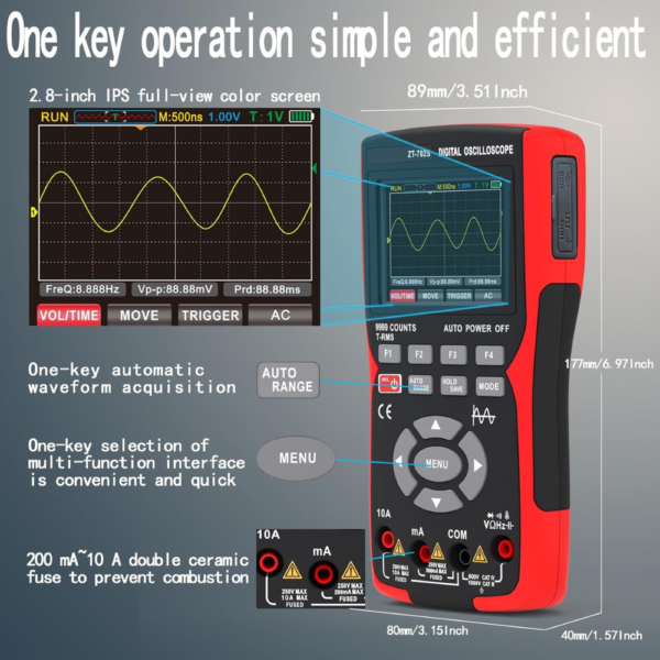 Original ZOYI ZT-702S Oscilloscope Multimeter – 10MHz Bandwidth, 48MSa/s Sampling Rate, Auto Calibration