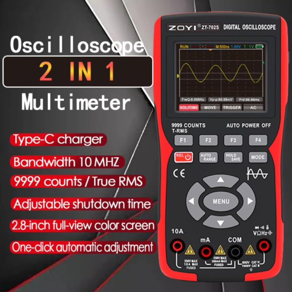 Original ZOYI ZT-702S Oscilloscope Multimeter – 10MHz Bandwidth, 48MSa/s Sampling Rate, Auto Calibration