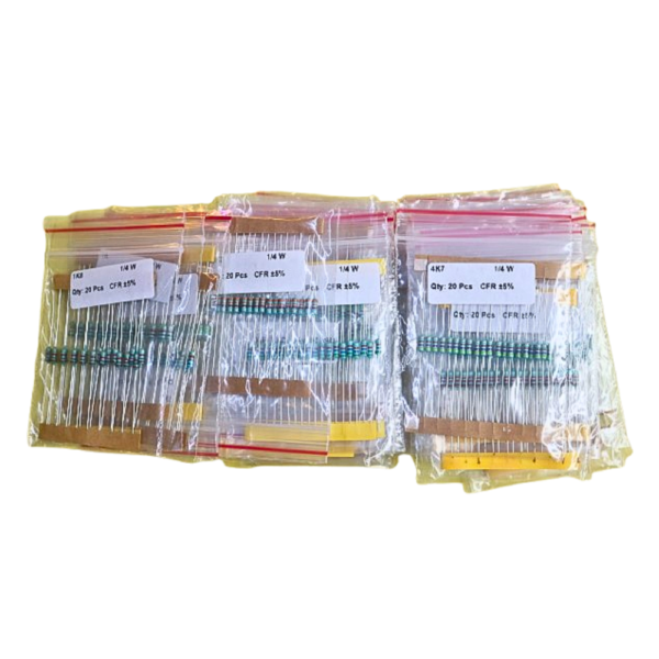 1000 PCS MIX RESISTOR PACK – 50 Values | 20 Pieces Each | Carbon Film | 1/4W | 5% Tolerance