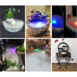 Ultrasonic Mist Maker Fogger with 12 LED Lights | Air Humidifier Atomiser for Fountain, Pond, Water Bowl, and Indoor Decor adapter