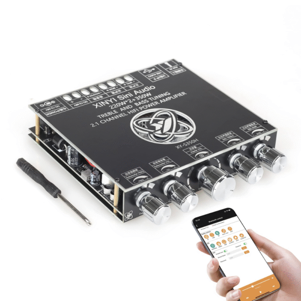 XY-S350H 220x2 + 350W App Control Class D Audio Amplifier Board with Bluetooth 5.1, AUX & USB Input, Subwoofer Frequency and Tone Control Knobs
