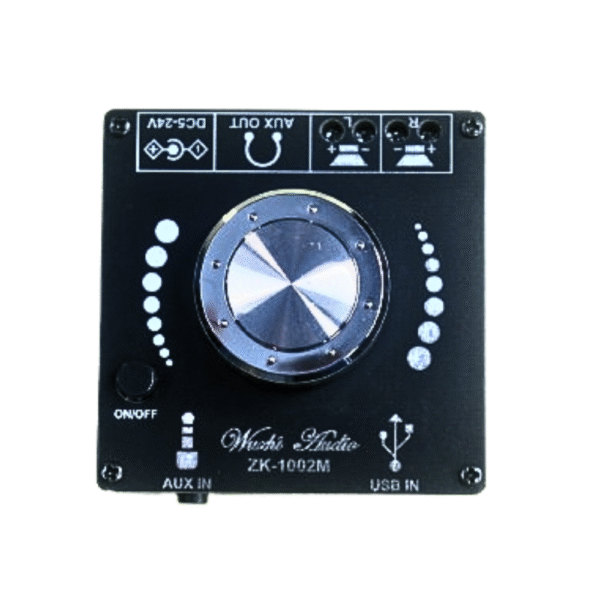 ZK-1002M Class D Amplifier Board – 100W+100W Dual Channel with Bluetooth 5.0 & AUX Input | Compact Hi-Fi Audio Power Amp