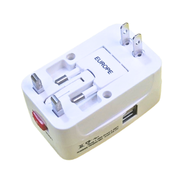 Universal Worldwide Travel Adapter with Surge Protection & Dual USB (2.4A) | Compatible with US, UK, EU, AU | Compact & Safe