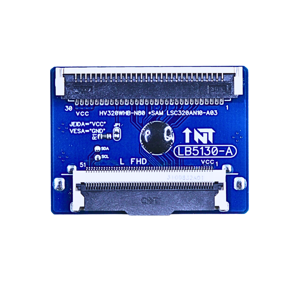 LB5130-A 51 Pin LG FHD To 30 Pin Samsung HD LVDS Conversion board FFC to FFC Connection 1 LB5130-A 51 Pin LG FHD to 30 Pin Samsung HD LVDS Conversion Board